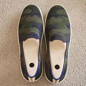 Rothy's Green and Blue Camouflage Loafers